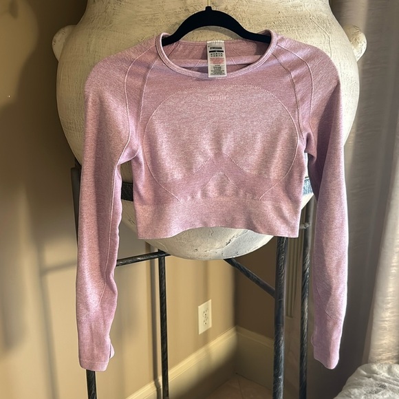Gymshark Tops - Gymshark Flex Sports Long Sleeve Crop Top - Light Purple Marl